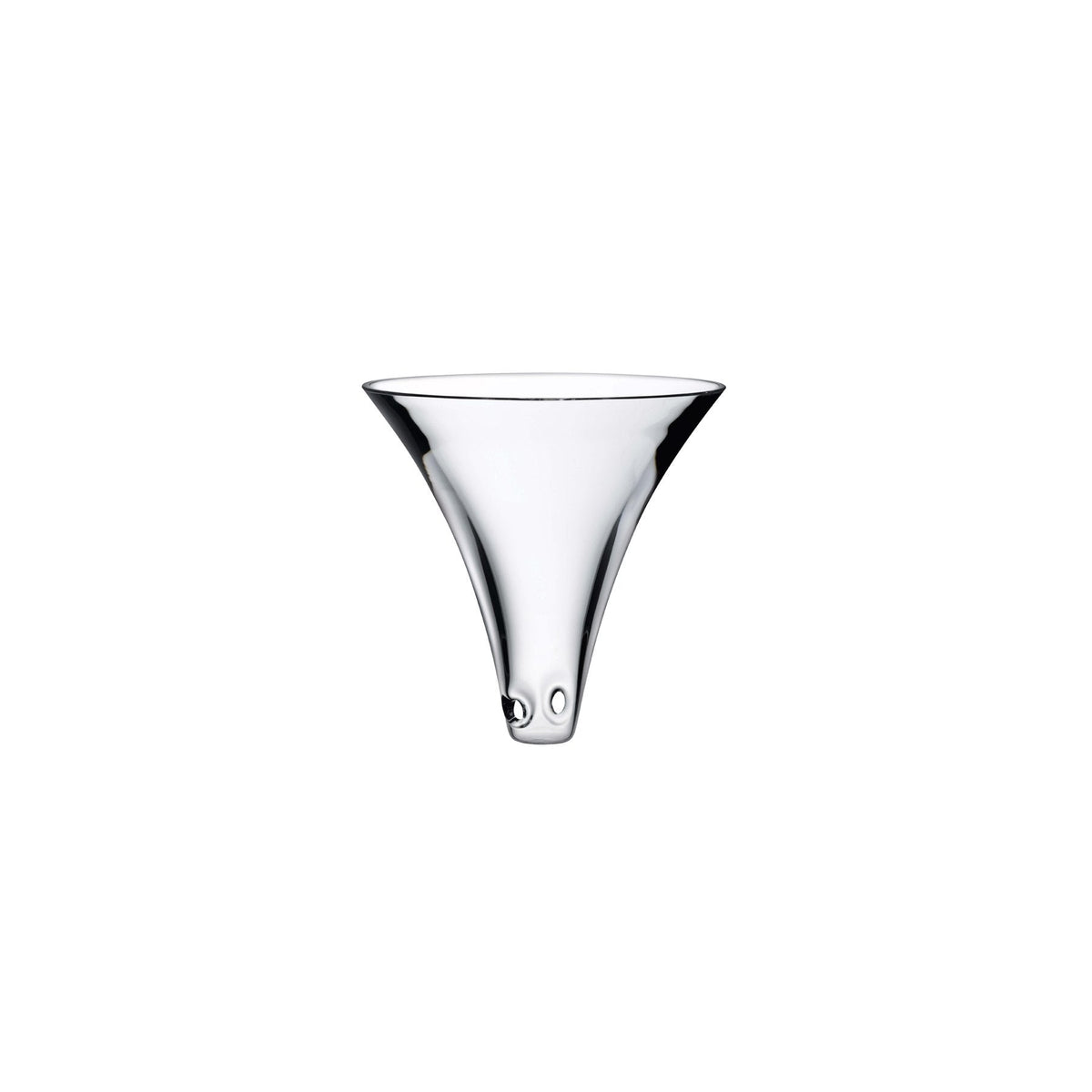 Minimalist clear lead-free crystal cruet funnel designed by NUDE Glass.