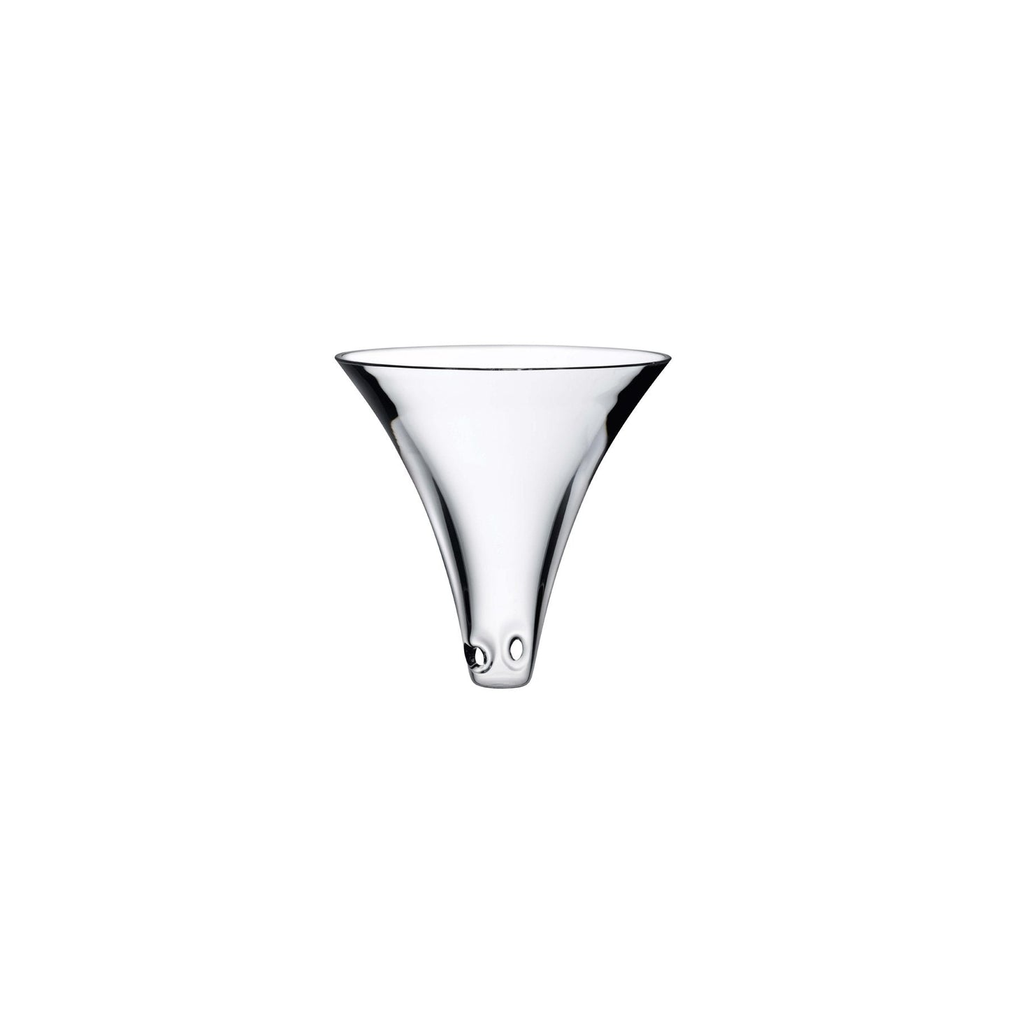 Minimalist clear lead-free crystal cruet funnel designed by NUDE Glass.