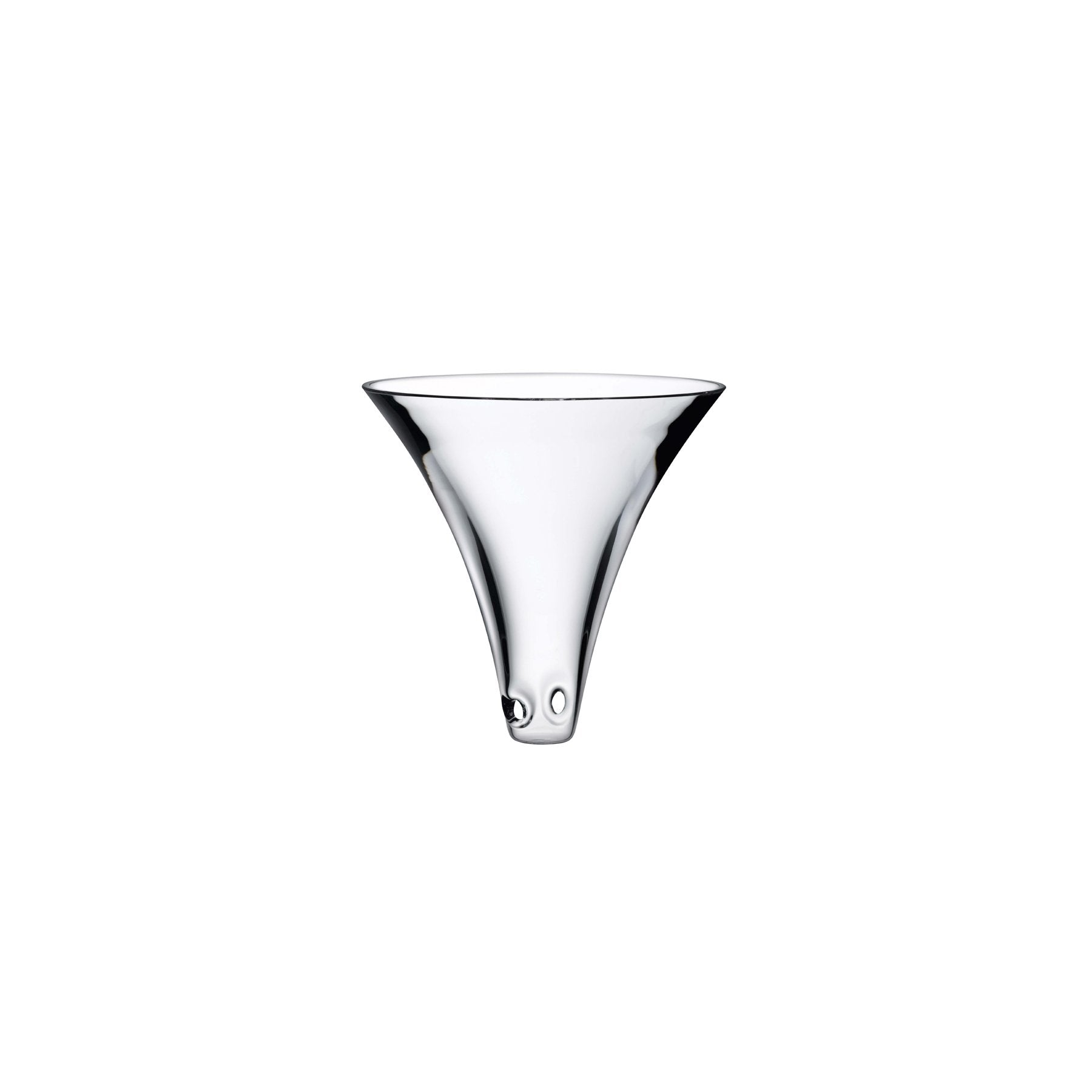 Minimalist clear lead-free crystal cruet funnel designed by NUDE Glass.