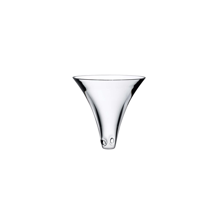 Minimalist clear lead-free crystal cruet funnel designed by NUDE Glass.