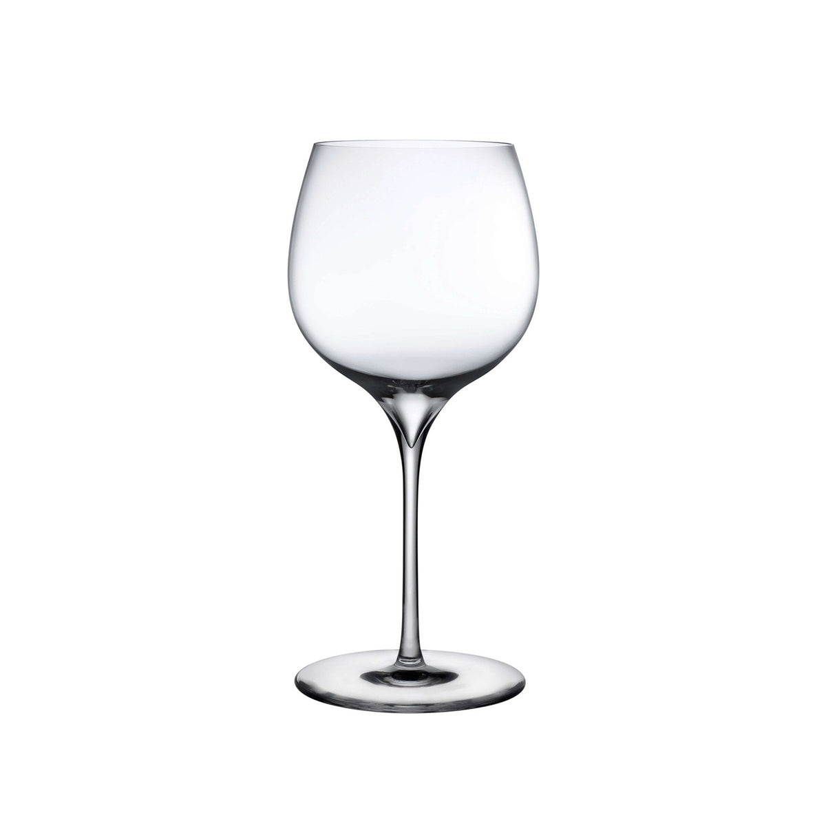 NUDE Glass Dimple crystal rich white wine glass showing the signature base indentation against a clean background