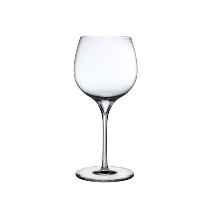 NUDE Glass Dimple crystal rich white wine glass showing the signature base indentation against a clean background