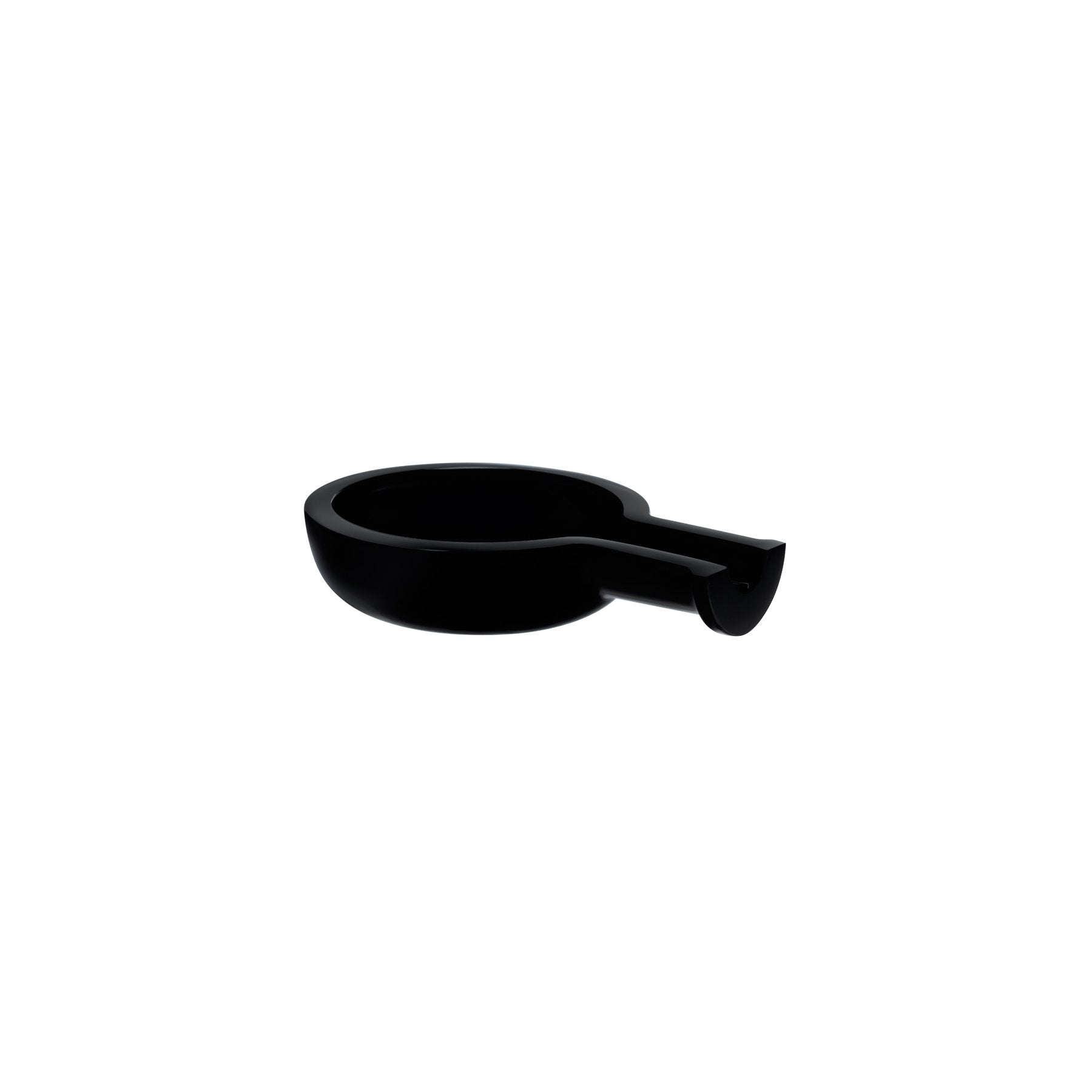 Minimalist clear crystal NUDE Egoist cigar ashtray with a single resting groove on a plain white background.