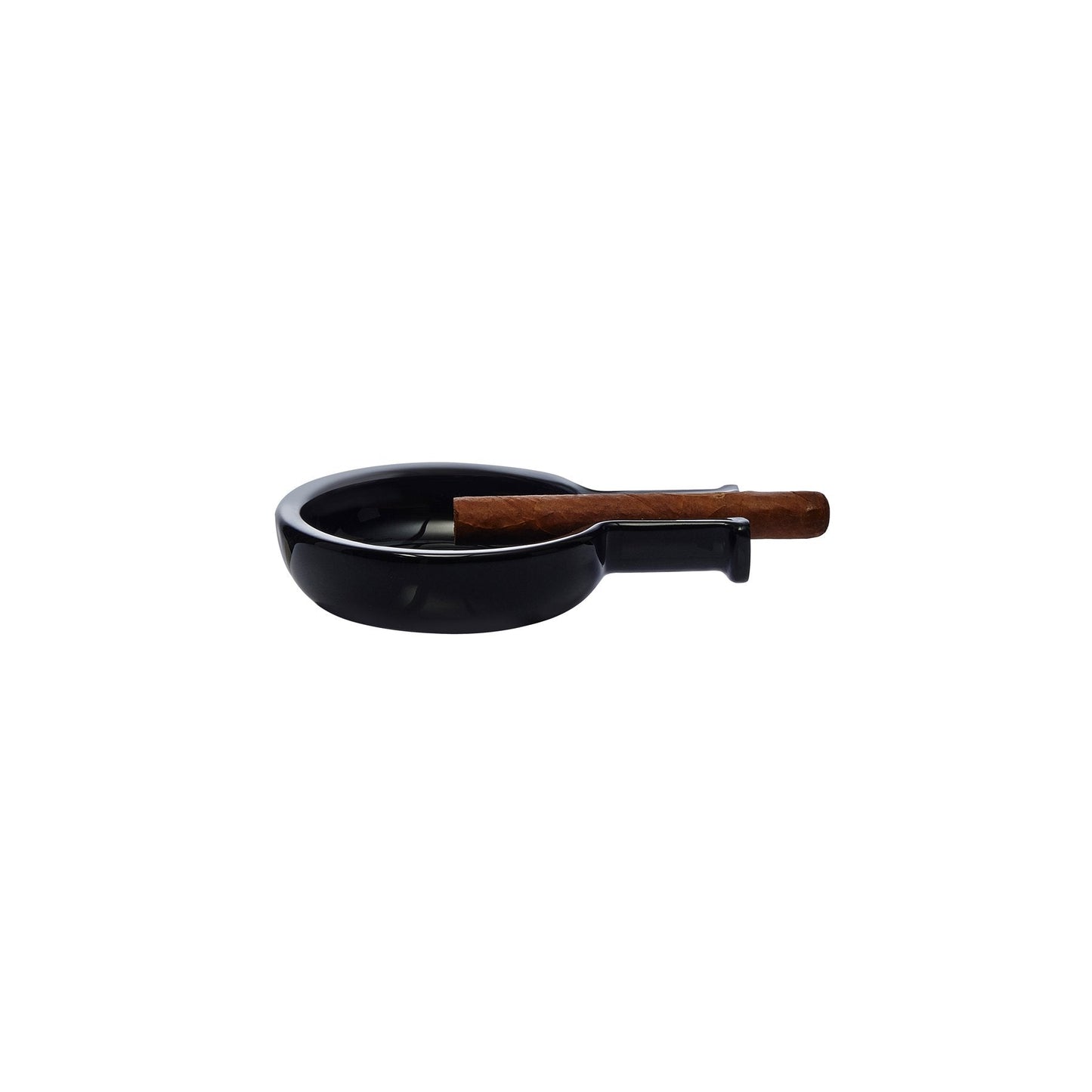 Alternate view of the sleek NUDE Egoist crystalline glass cigar ashtray, highlighting its heavy geometric profile.