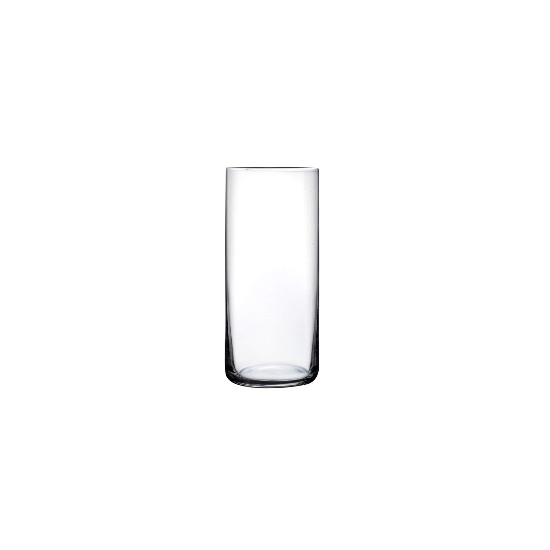 A single Finesse lead-free crystal highball glass showing its sleek, straight profile.
