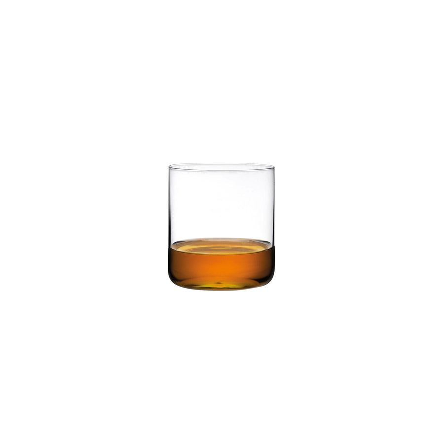 Single NUDE Glass Finesse crystal whisky glass with a minimalist modernist profile on a plain background.
