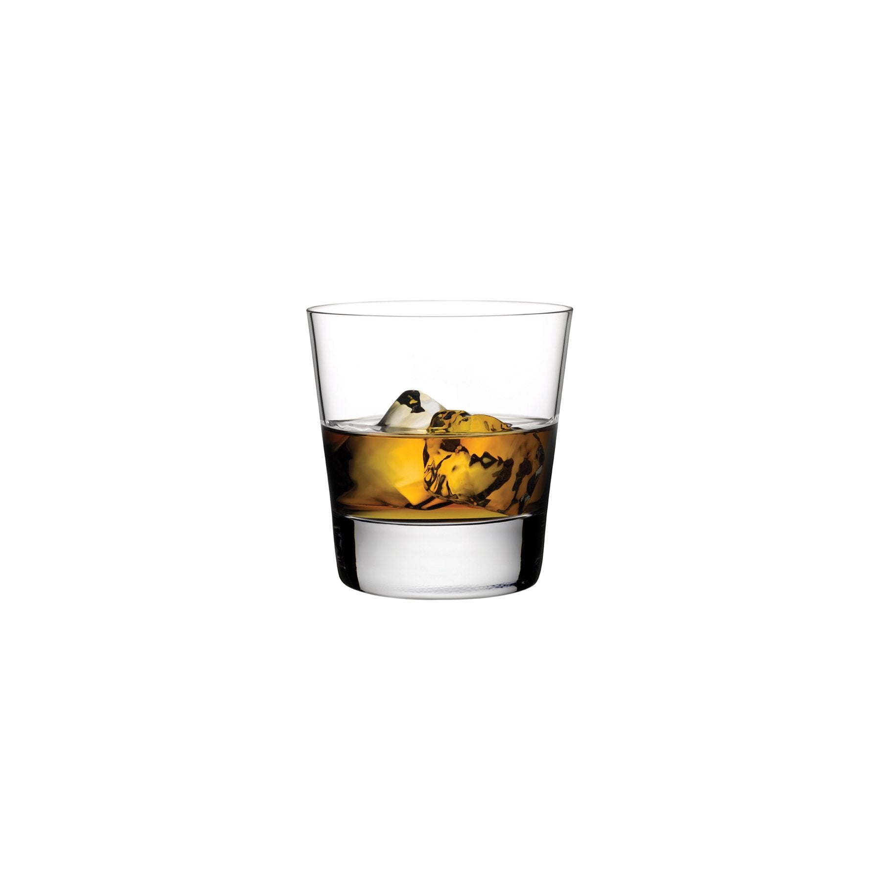 A single Highlands lead-free crystal lowball whisky glass showcasing its clean geometric silhouette against a plain backdrop.