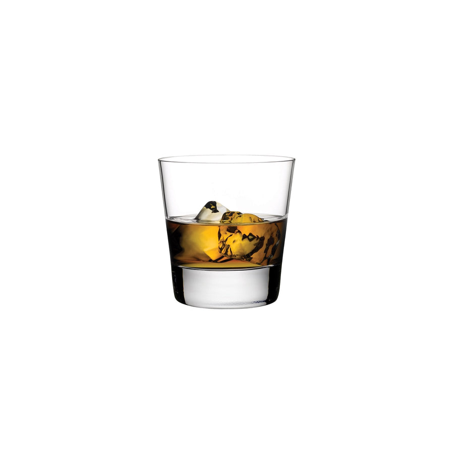 A single Highlands lead-free crystal lowball whisky glass showcasing its clean geometric silhouette against a plain backdrop.