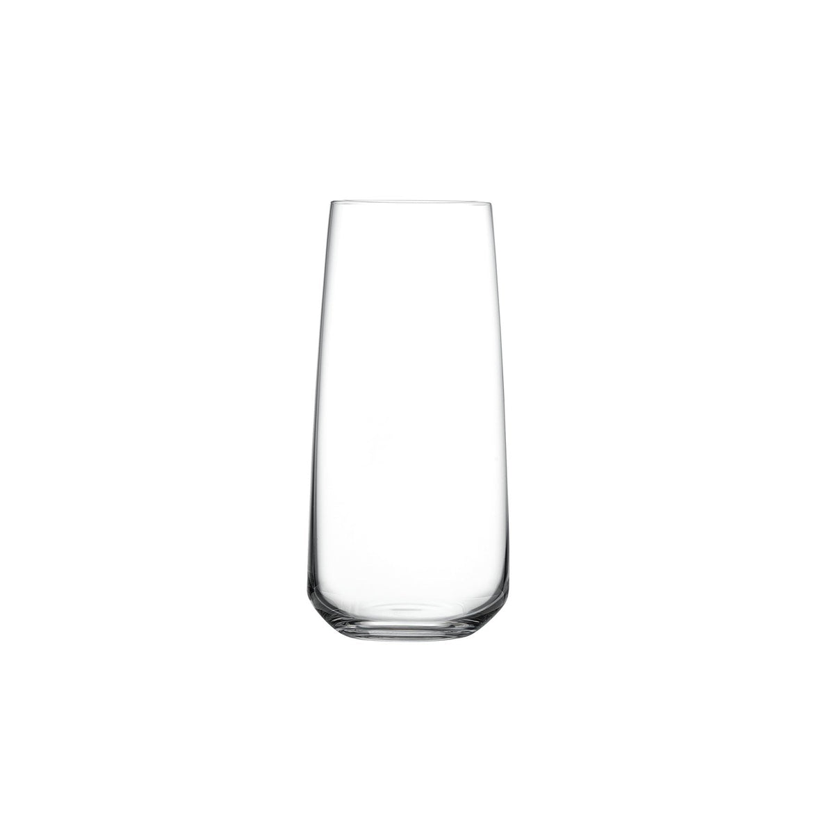 Sleek profile of a lead-free crystal highball glass from the Mirage collection by NUDE Glass.