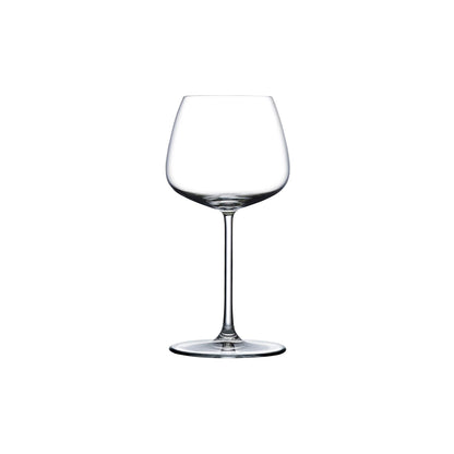 The refined silhouette of the Mirage crystal white wine glass, showcasing its delicate stem and modern design.
