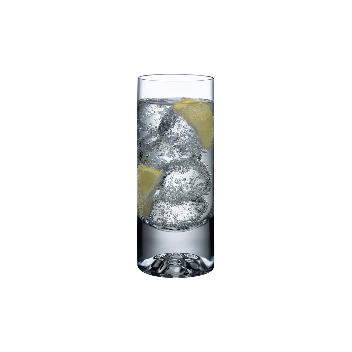 A single NUDE Glass Shade crystal highball tumbler, showcasing its minimalist silhouette and heavy sculptural base.