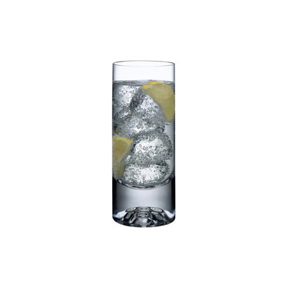 A single NUDE Glass Shade crystal highball tumbler, showcasing its minimalist silhouette and heavy sculptural base.