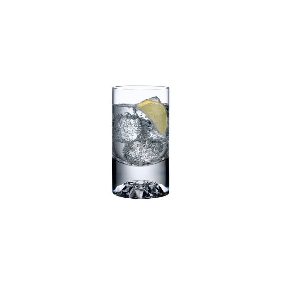 A single NUDE Glass Shade crystal lowball tumbler showcasing its clean lines and minimalist heavy-base design.