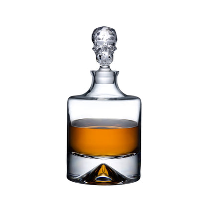 NUDE Glass Shade lead-free crystal whisky decanter with its architectural glass stopper on a solid background