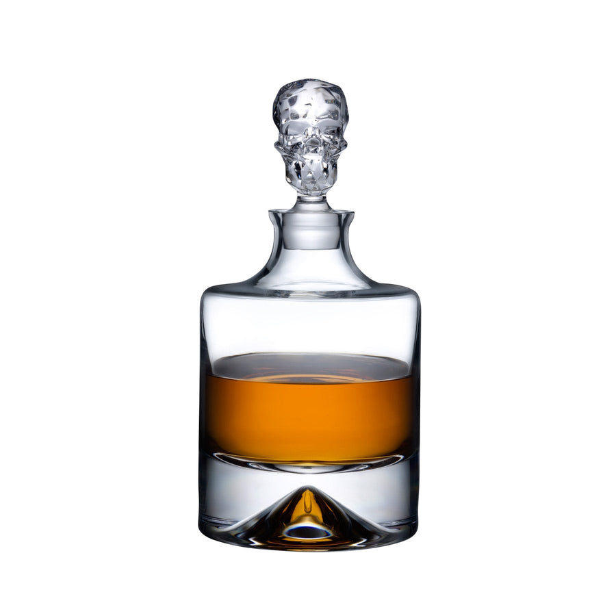 NUDE Glass Shade lead-free crystal whisky decanter with its architectural glass stopper on a solid background