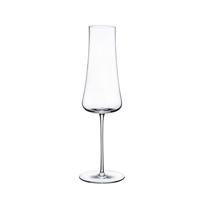 Side profile of a minimalist Stem Zero Volcano crystal champagne flute.