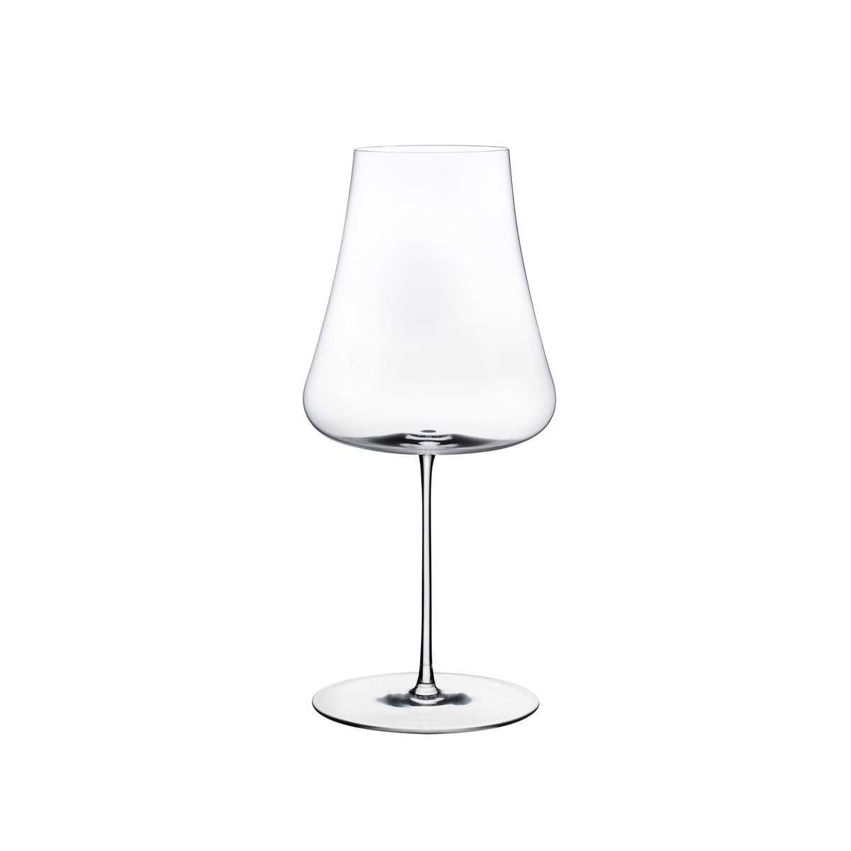 Sleek profile of the handmade lead-free crystal Stem Zero Volcano white wine glass by NUDE Glass.