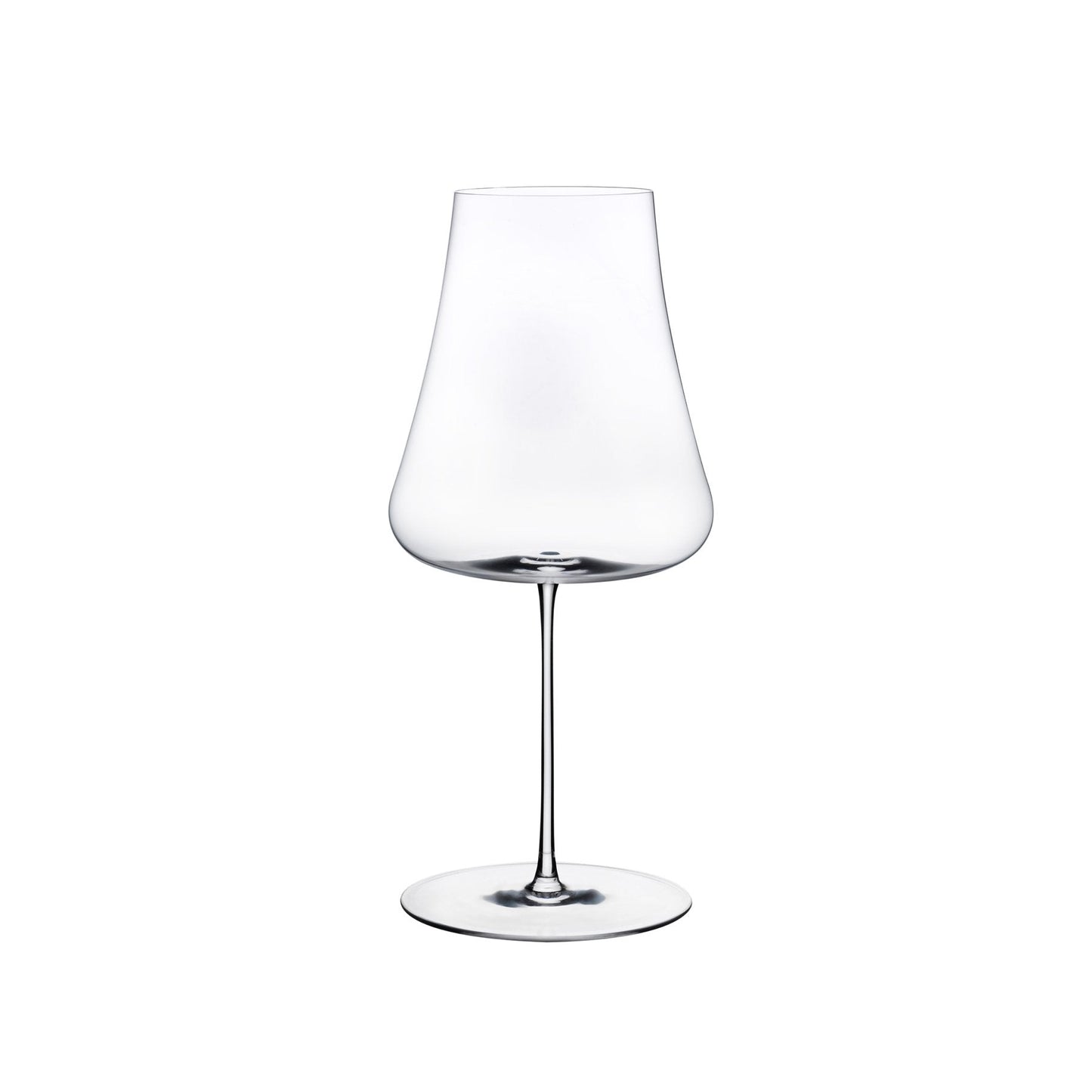 Sleek profile of the handmade lead-free crystal Stem Zero Volcano white wine glass by NUDE Glass.