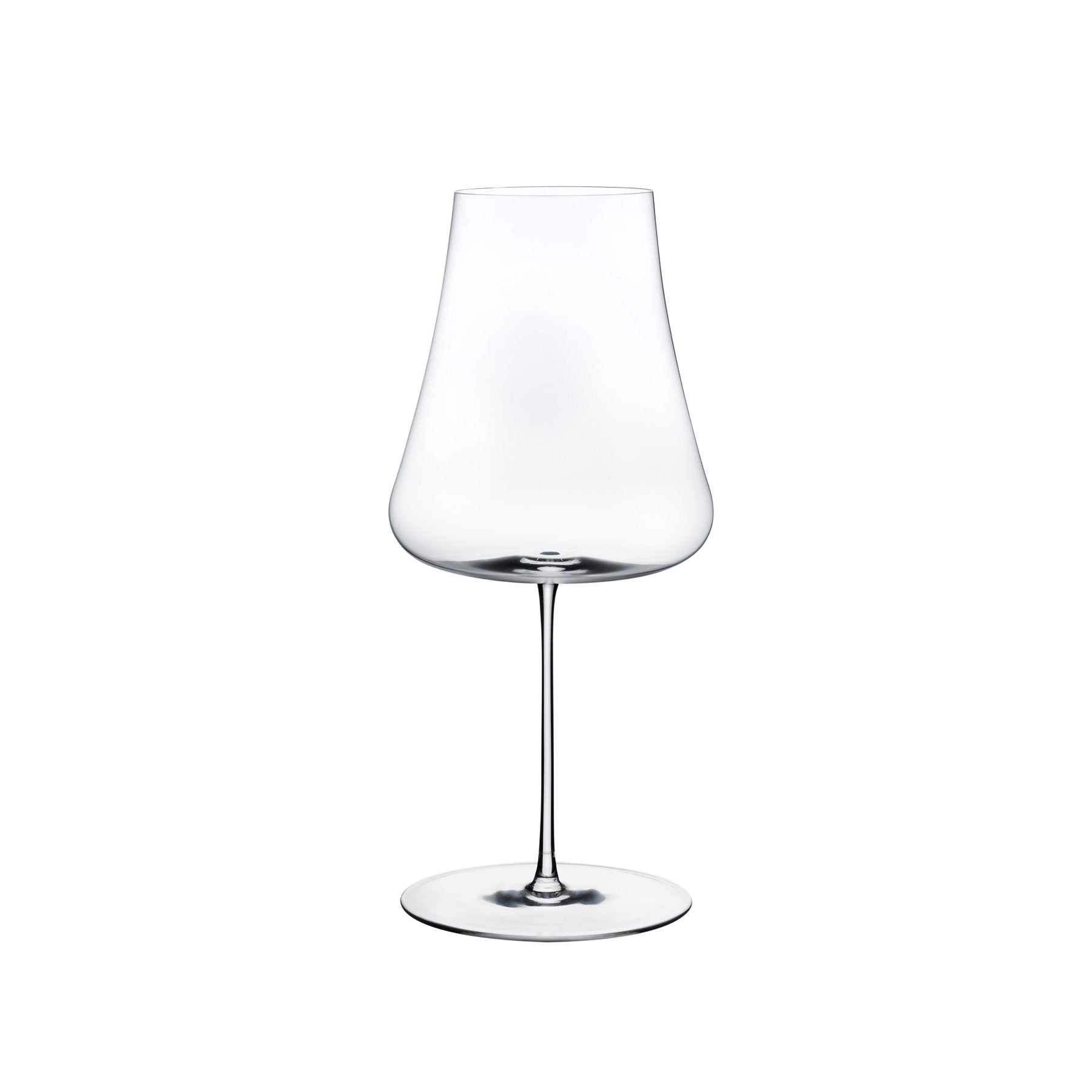 Sleek profile of the handmade lead-free crystal Stem Zero Volcano white wine glass by NUDE Glass.