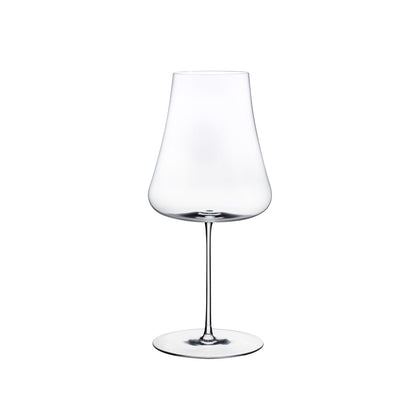 Sleek profile of the handmade lead-free crystal Stem Zero Volcano white wine glass by NUDE Glass.