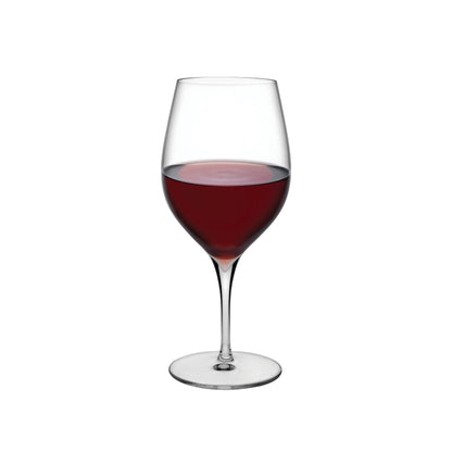 Elegant pair of Terroir crystal red wine glasses by NUDE Glass against a neutral backdrop.
