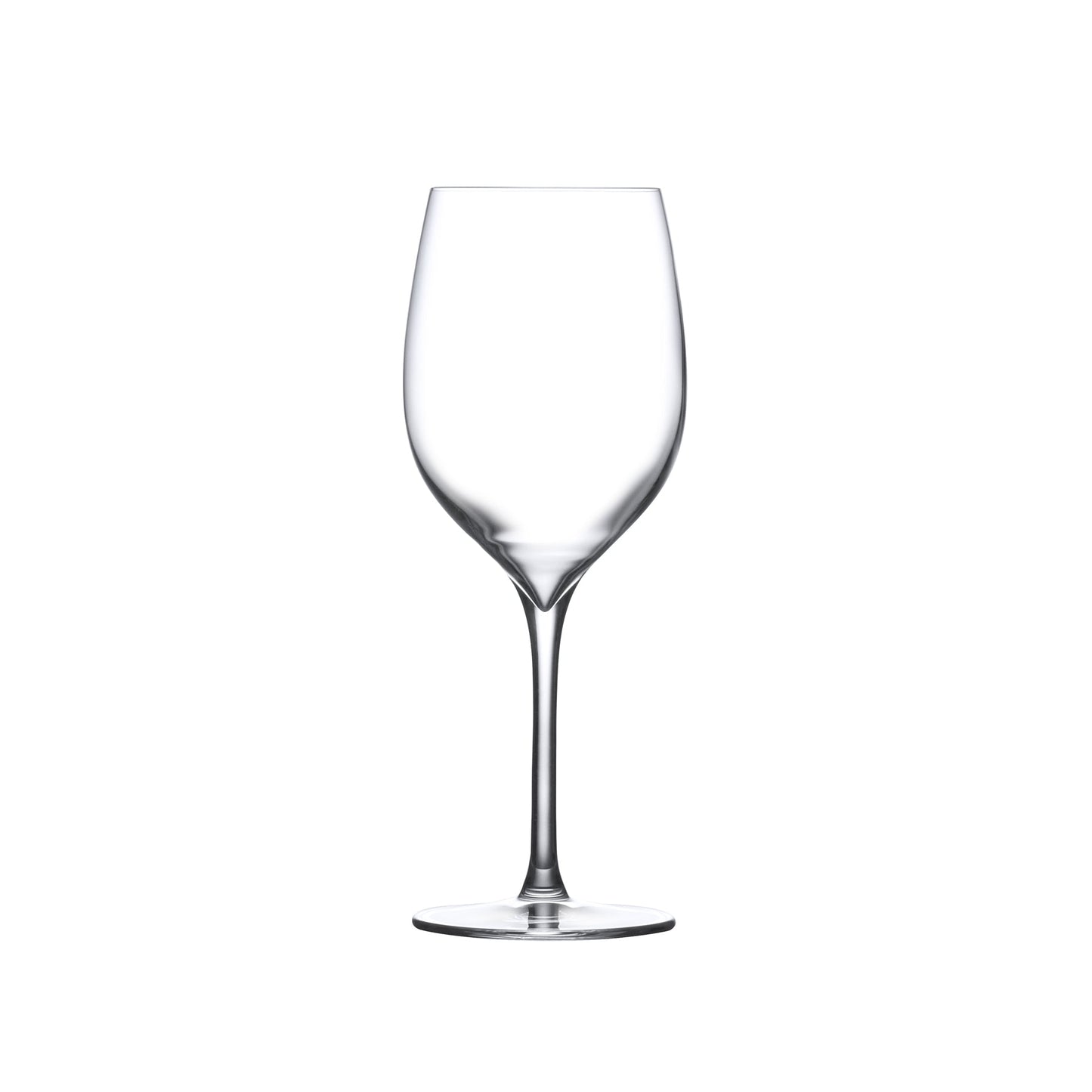 A single NUDE Terroir lead-free crystal white wine glass emphasizing its refined architectural stem