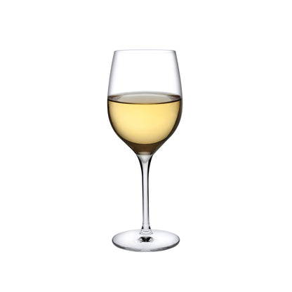 Set of two minimalist NUDE Terroir crystal white wine glasses showcasing their elegant stems and clean silhouettes
