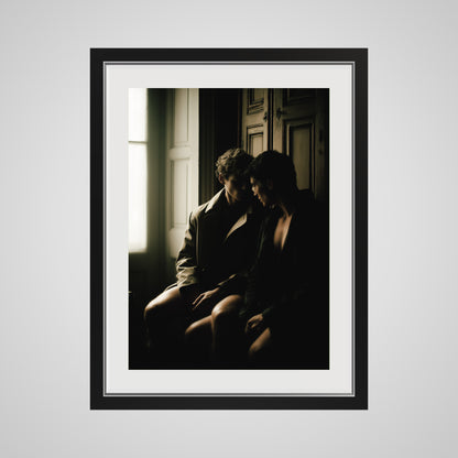 Front view of Private Time 18x24 art print, featuring a deep black spacer frame.