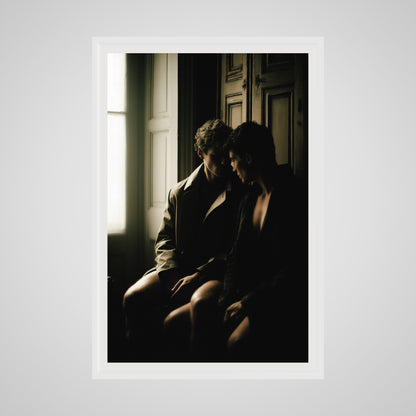 Front view of oversized Private Time 40x60 art print in a deep white spacer frame.