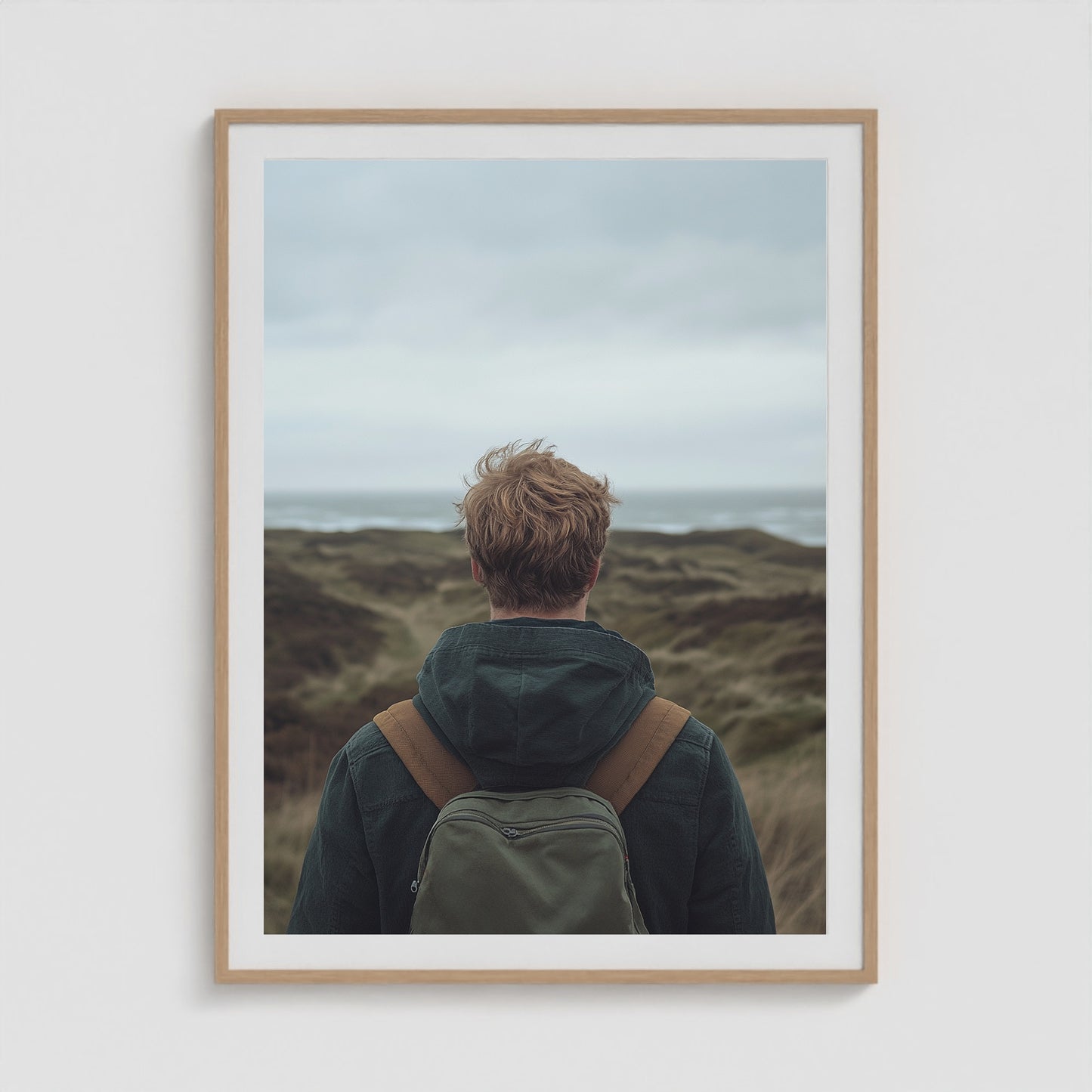 Ptown Backpacker 36x48 Natural Box Frame Mockup
