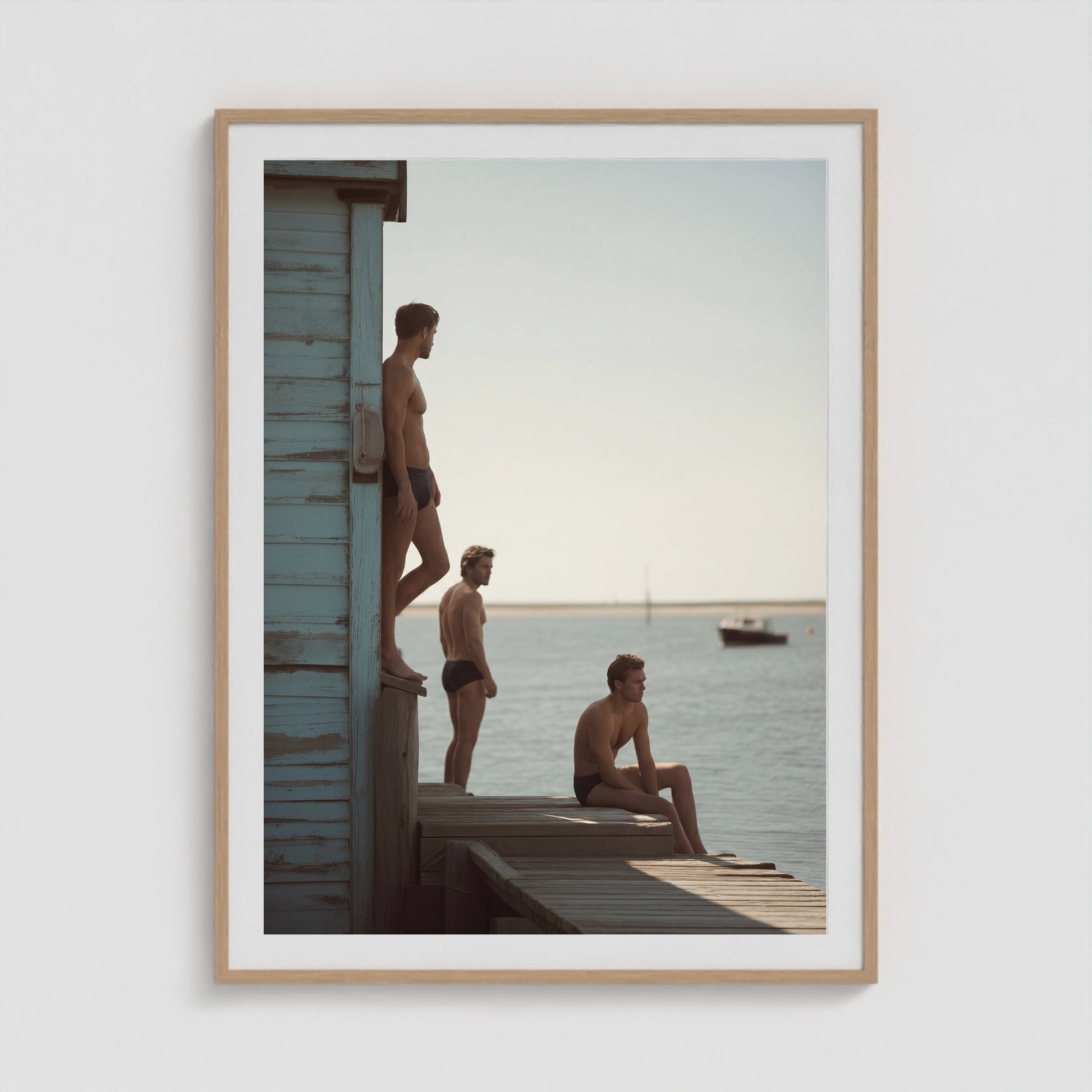 Ptown Dock Boys 36x48 Natural Portrait Box Frame