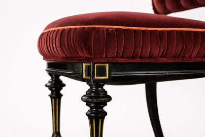 Red Tufted Velvet Parlor Chair