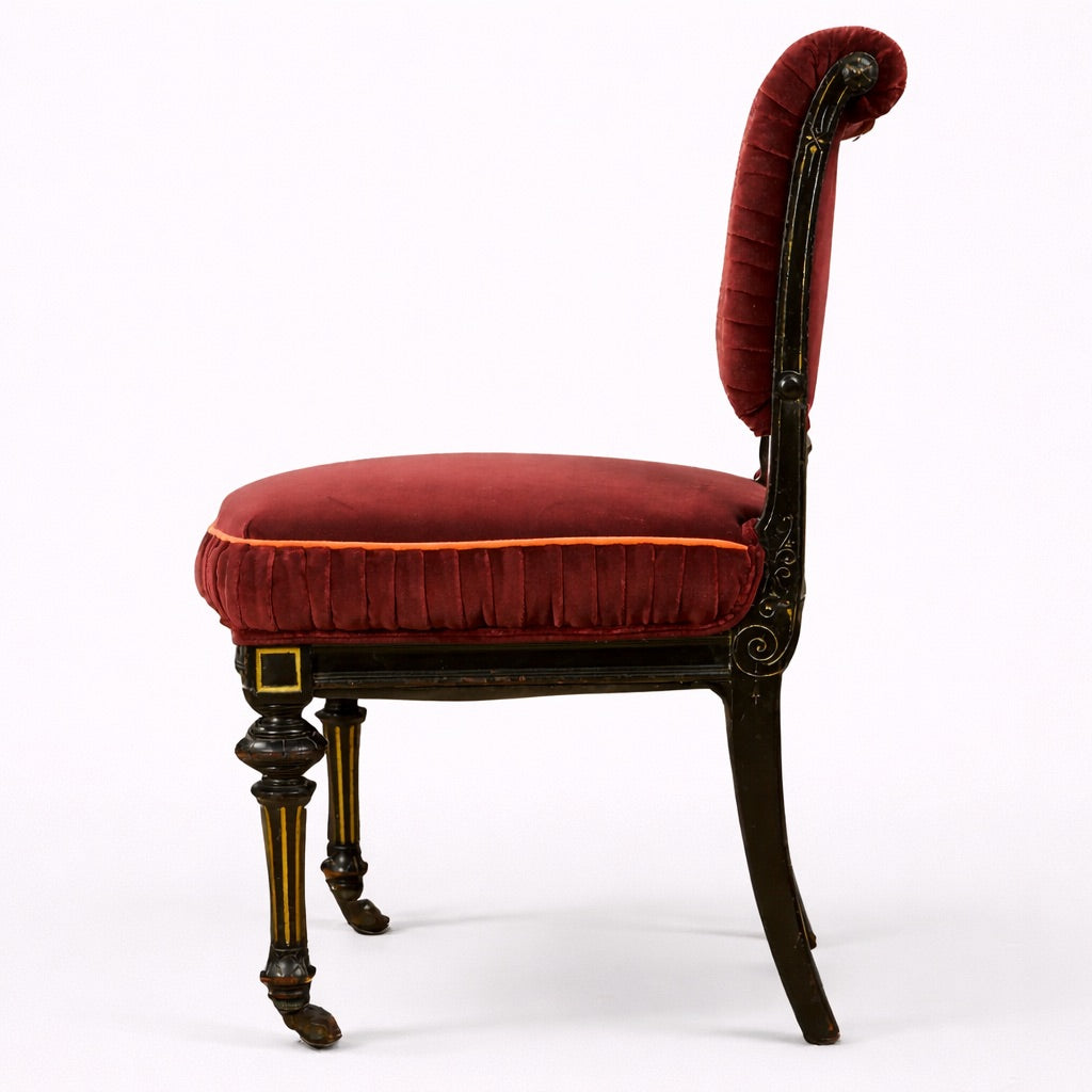 Red Tufted Velvet Parlor Chair
