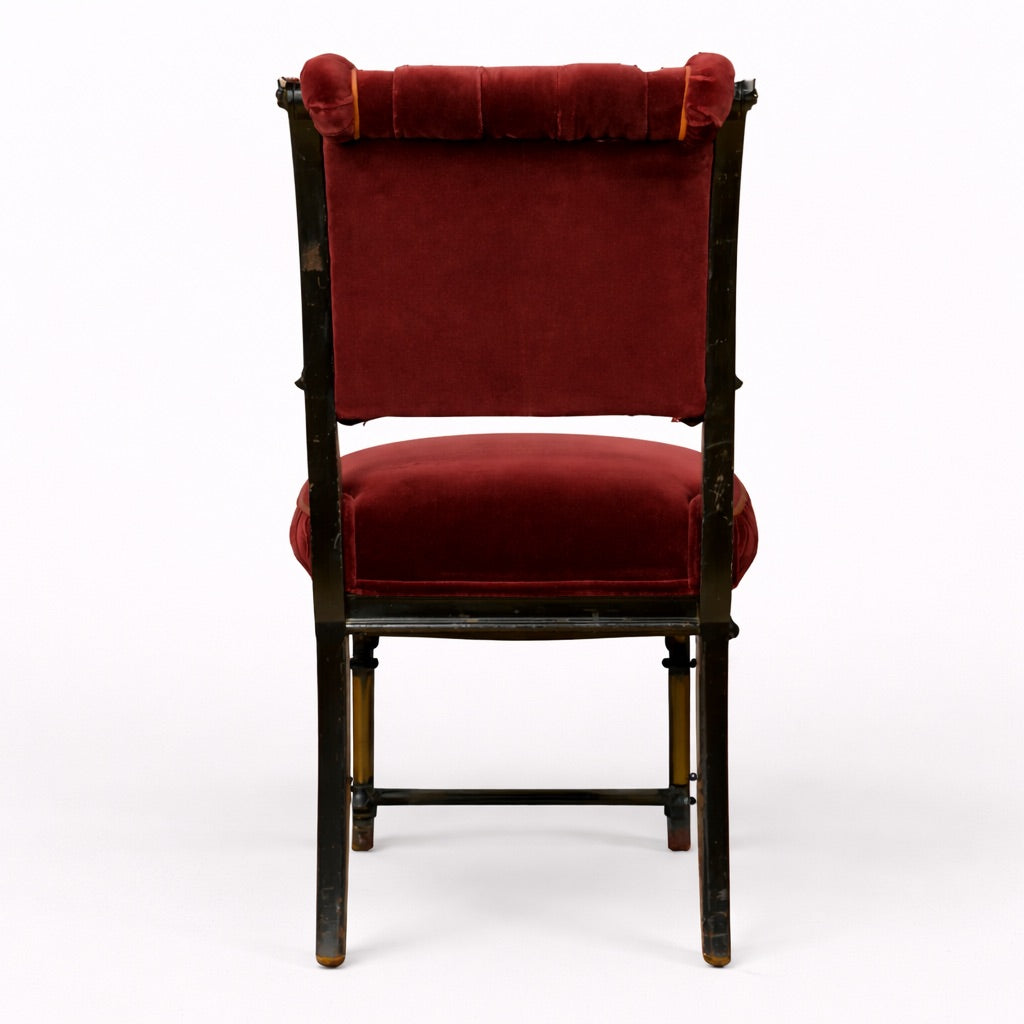 Red Tufted Velvet Parlor Chair
