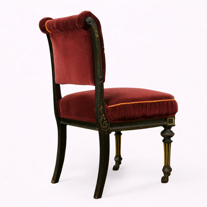 Red Tufted Velvet Parlor Chair