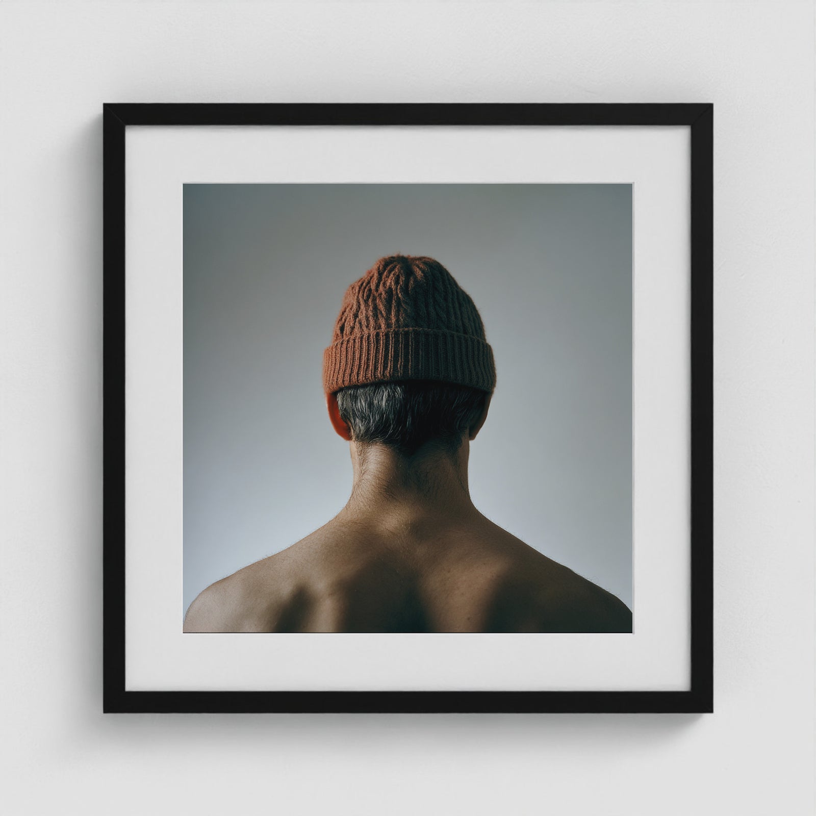 Red Beanie 20x20 Black Square Box Frame