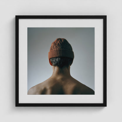 Red Beanie 20x20 Black Square Box Frame