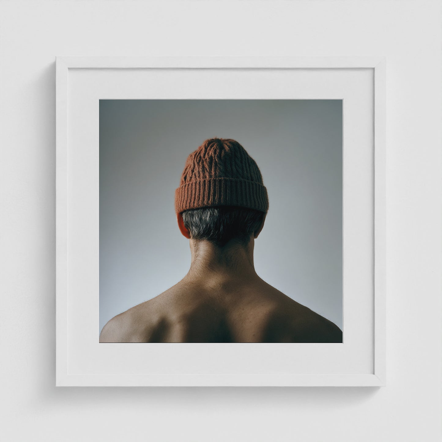 Red Beanie 20x20 White Square Box Frame