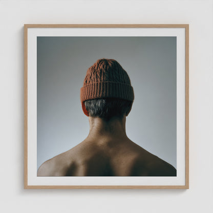 Red Beanie 36x36 Natural Square Box Frame