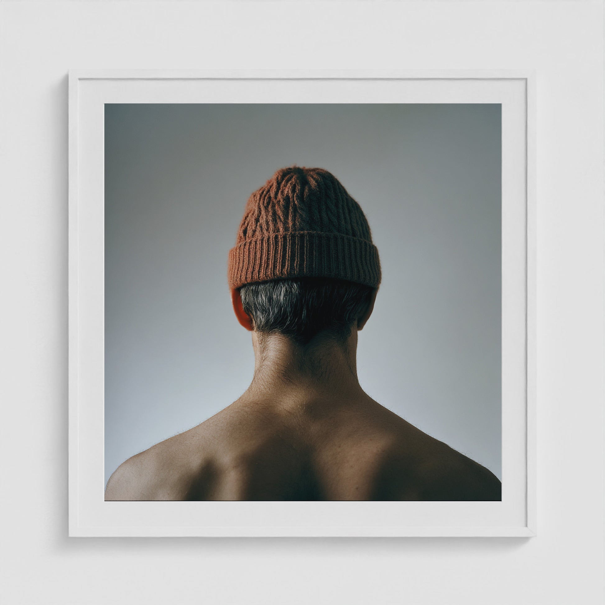 Red Beanie 36x36 White Square Box Frame