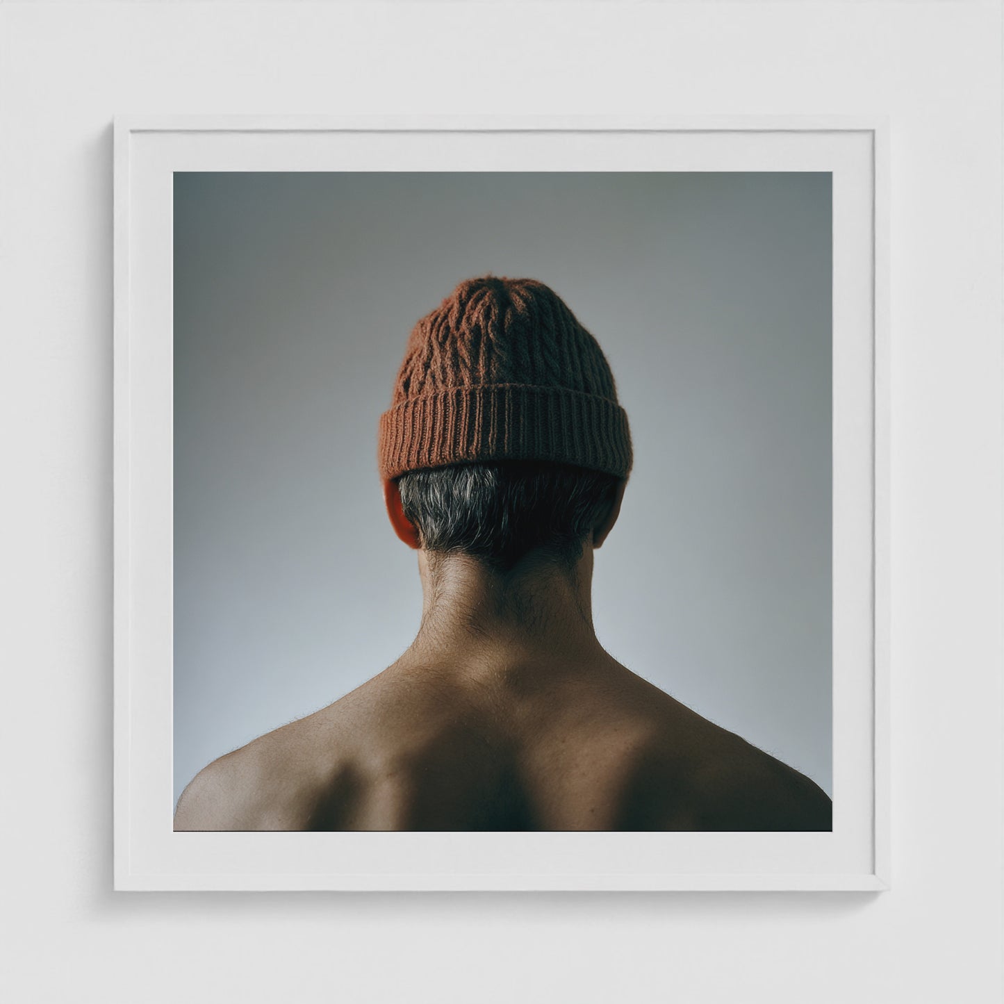 Red Beanie 36x36 White Square Box Frame
