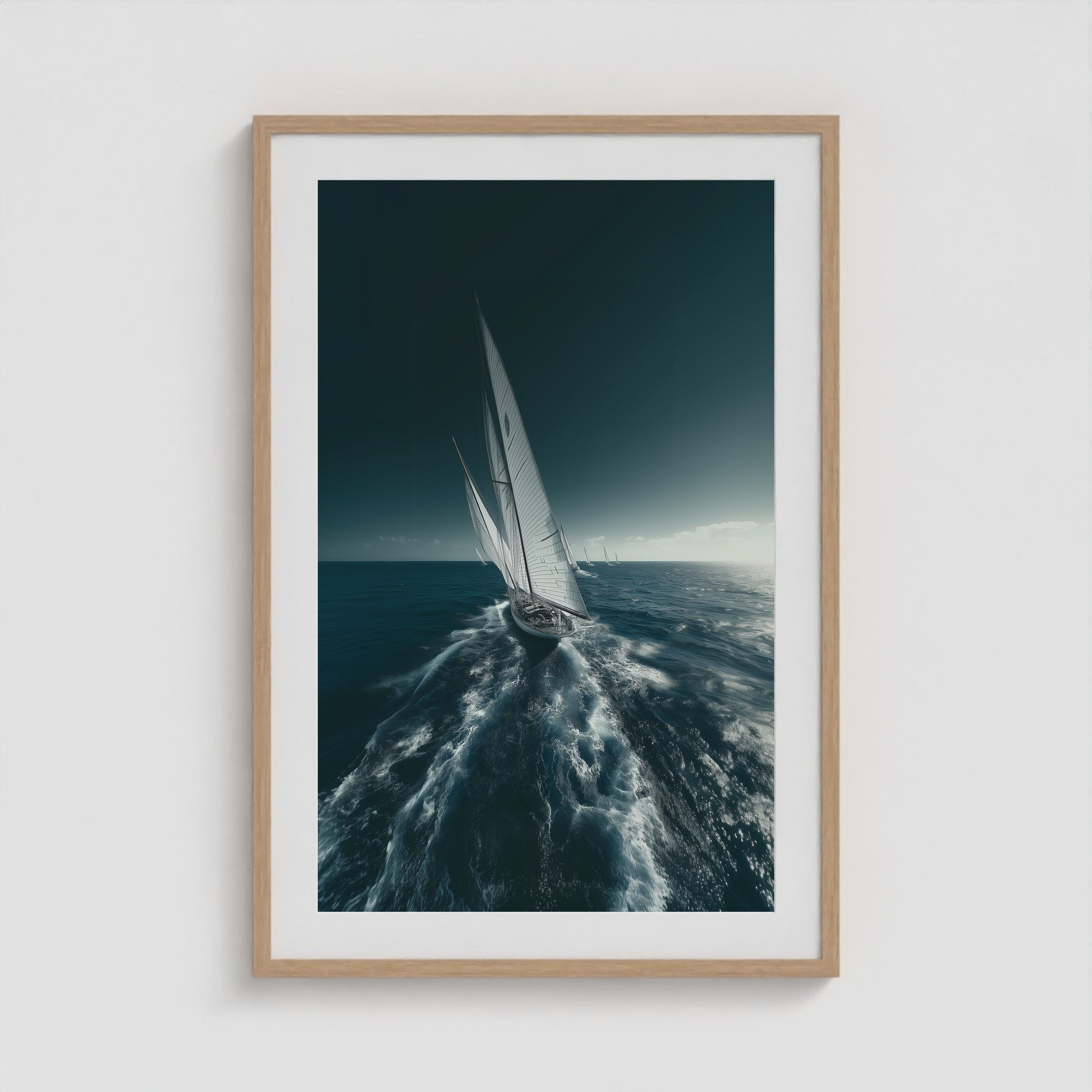 Sailing Yacht 24x36 Natural Portrait Box Frame