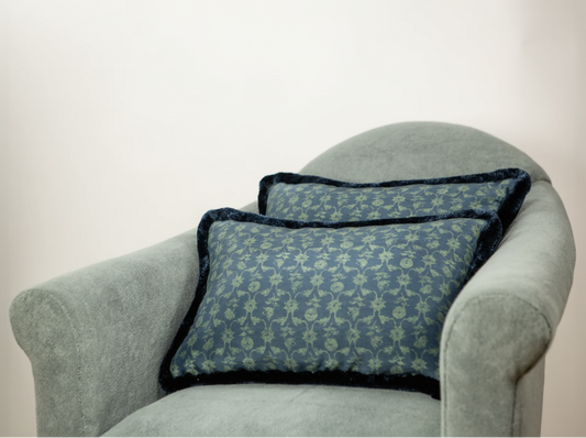 Teal Damask Velvet Pillows Pair