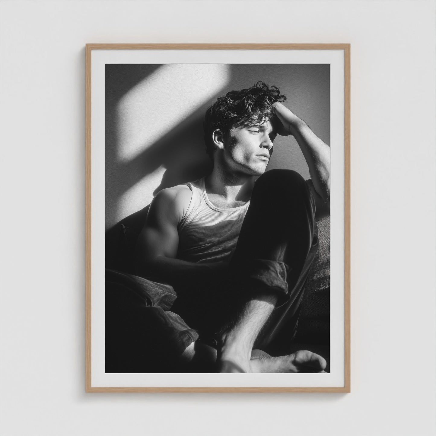 Seated in Reflection No. 1 Framed Art Print in 36x48 Natural Box Frame