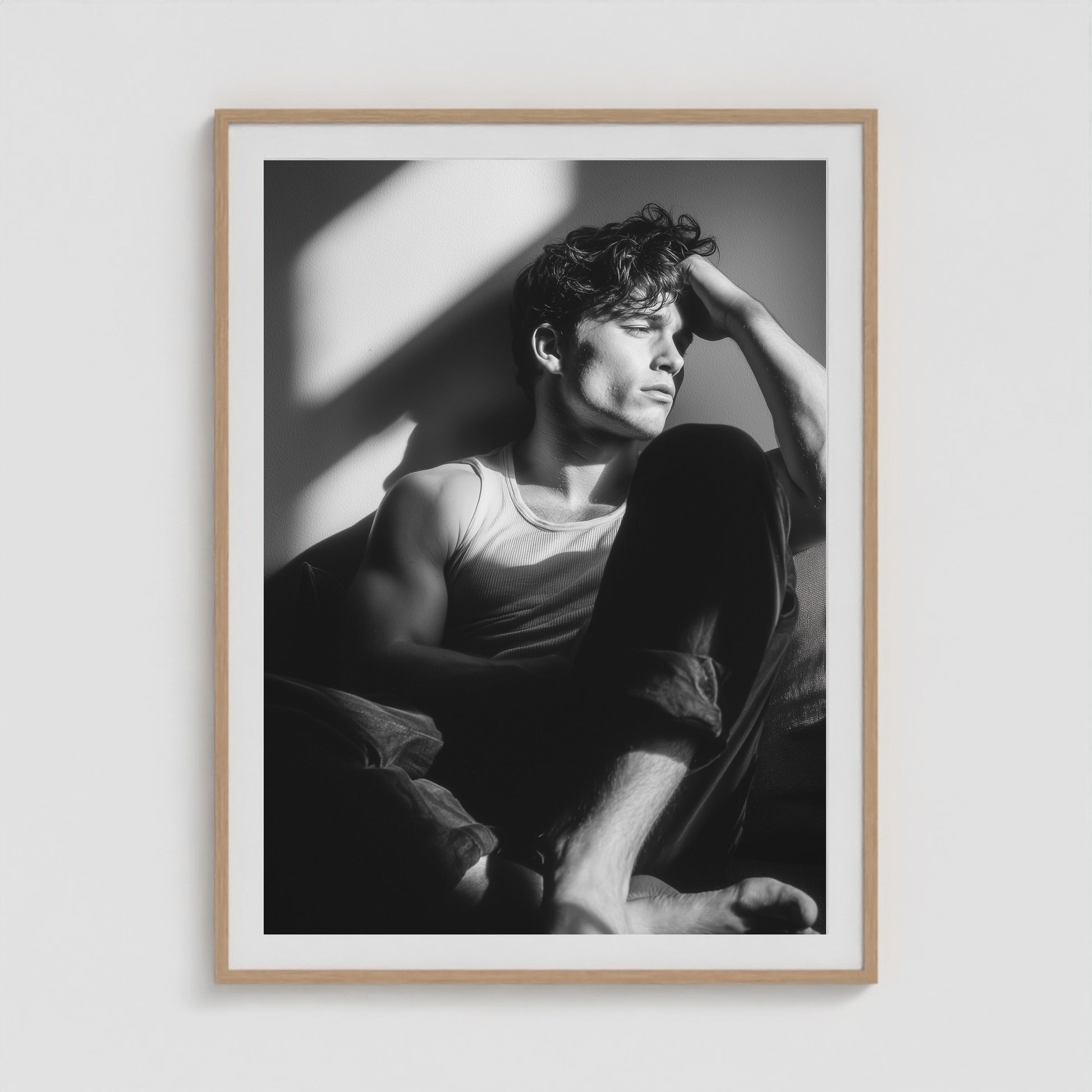 Seated in Reflection No. 1 Framed Art Print in 36x48 Natural Box Frame