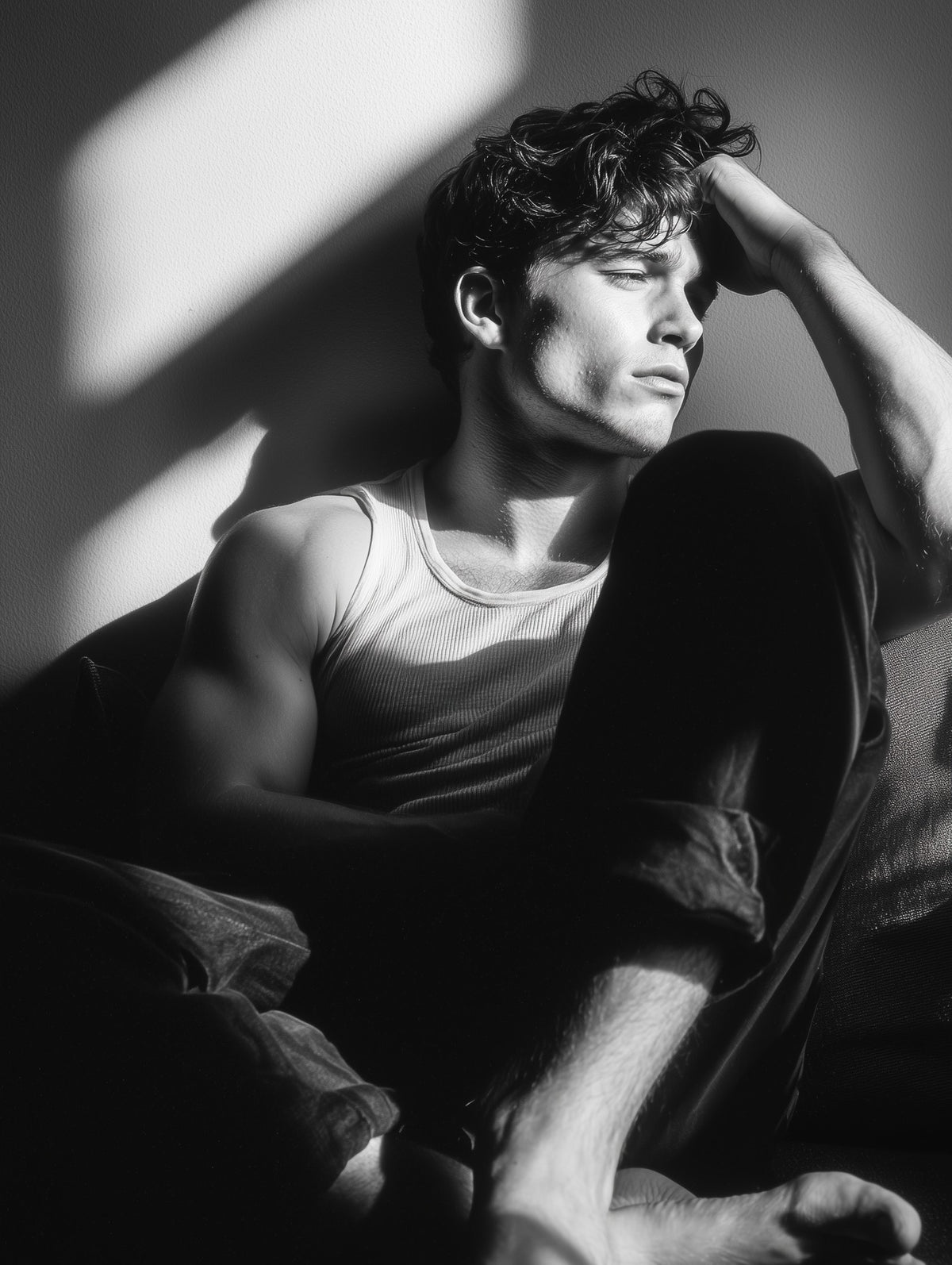 Seated in Reflection No. 1 Monochromatic Portrait Artwork