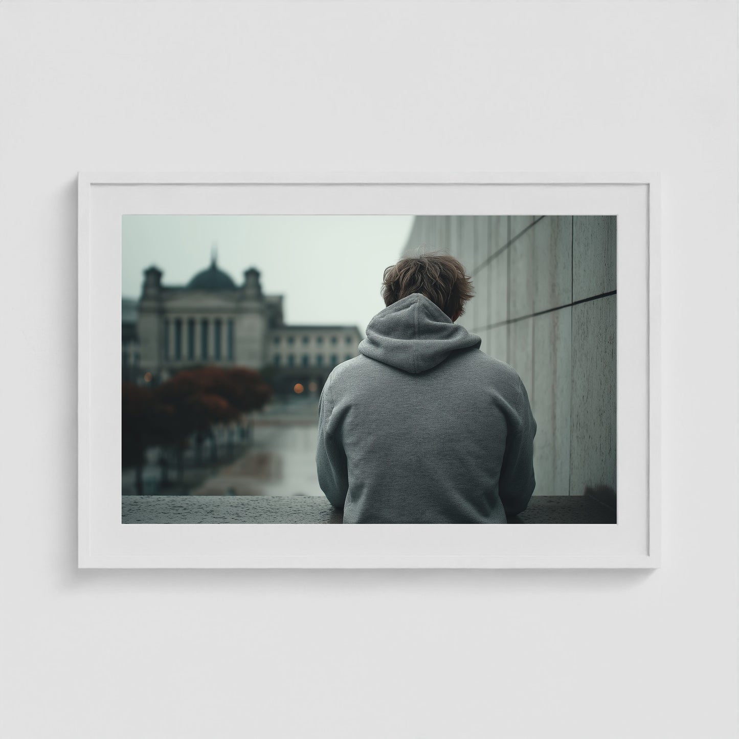 Solo Traveler 36x24 White Landscape Box Frame