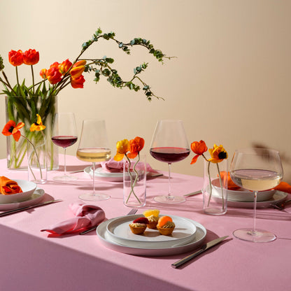 A curated arrangement of different Stem Zero glasses, including Volcano and full-bodied white wine styles.