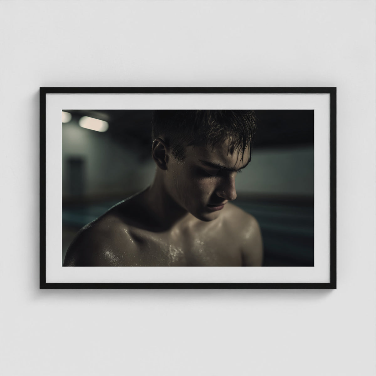 Swimmer's Heat - No. 1 36x24 Black Landscape Box Frame