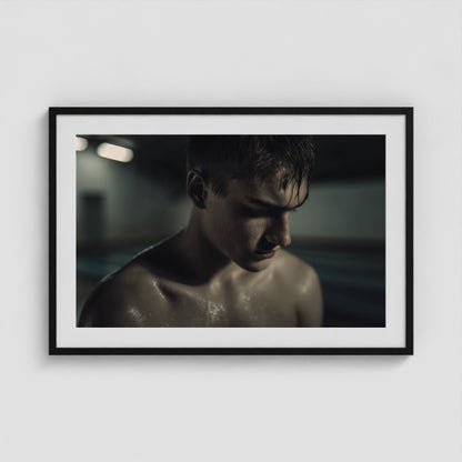 Swimmer's Heat - No. 1 36x24 Black Landscape Box Frame